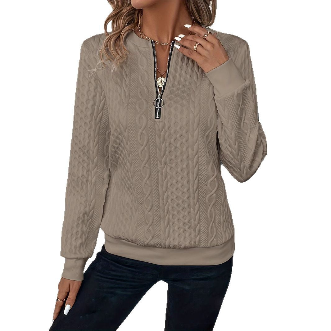 Short Women's Clothing With Zipper Sweater Long Sleeve - kinko