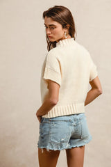 BiBi American Flag Patchwork Drop Shoulder Sweater - kinko