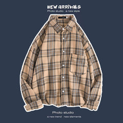 Loose Fashion Personality Men's Retro Plaid Coat - kinko