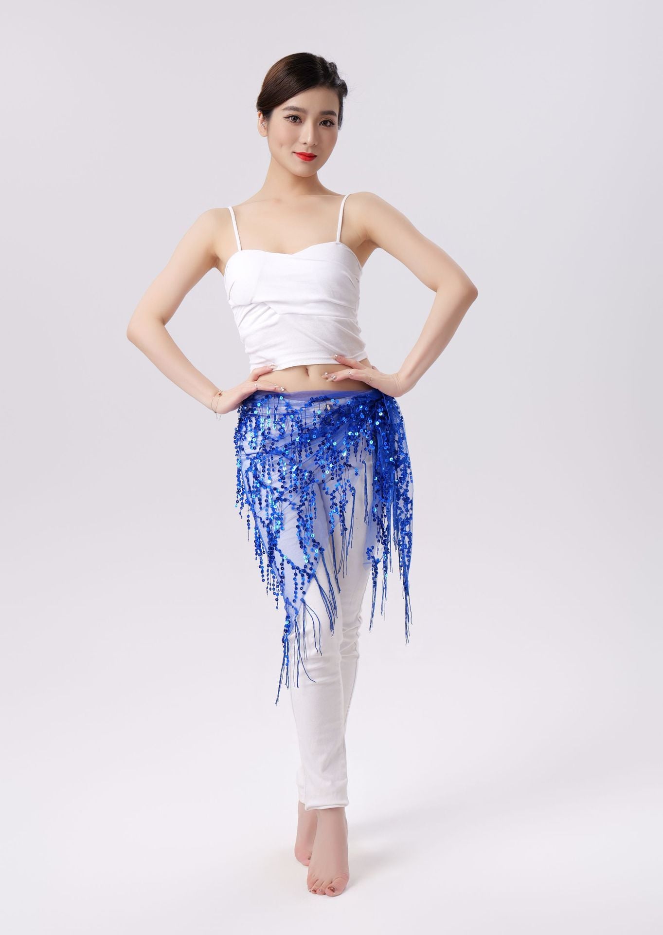 Belly Dance Sequins Tassel Triangle Waist Scarf - kinko