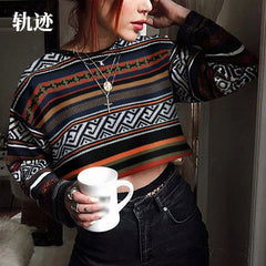 Color Matching Personality Sweater Women's Fall Winter Fashion Top