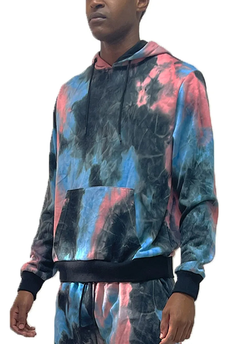 WEIV Men's Full Size Drawstring Cotton Tye Dye Hoodie Plus Size - kinko