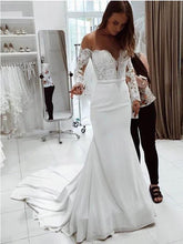 Fashion One Shoulder Lace Long Sleeve Dress Mopping Wedding Dress - kinko