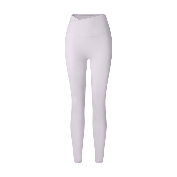 Autumn And Winter Cross Waist Nude Feel Sports Trousers - kinko