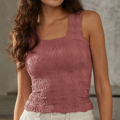 Square Collar Sports Underwear Jacquard Vest - kinko