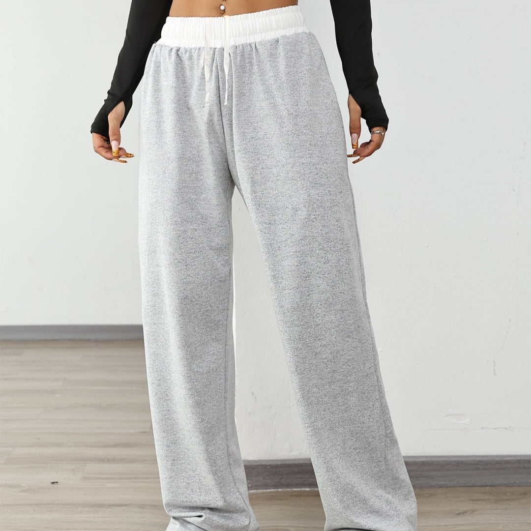 Women's Casual Sports Contrast Color Loose Comfortable Drawstring Trousers - kinko