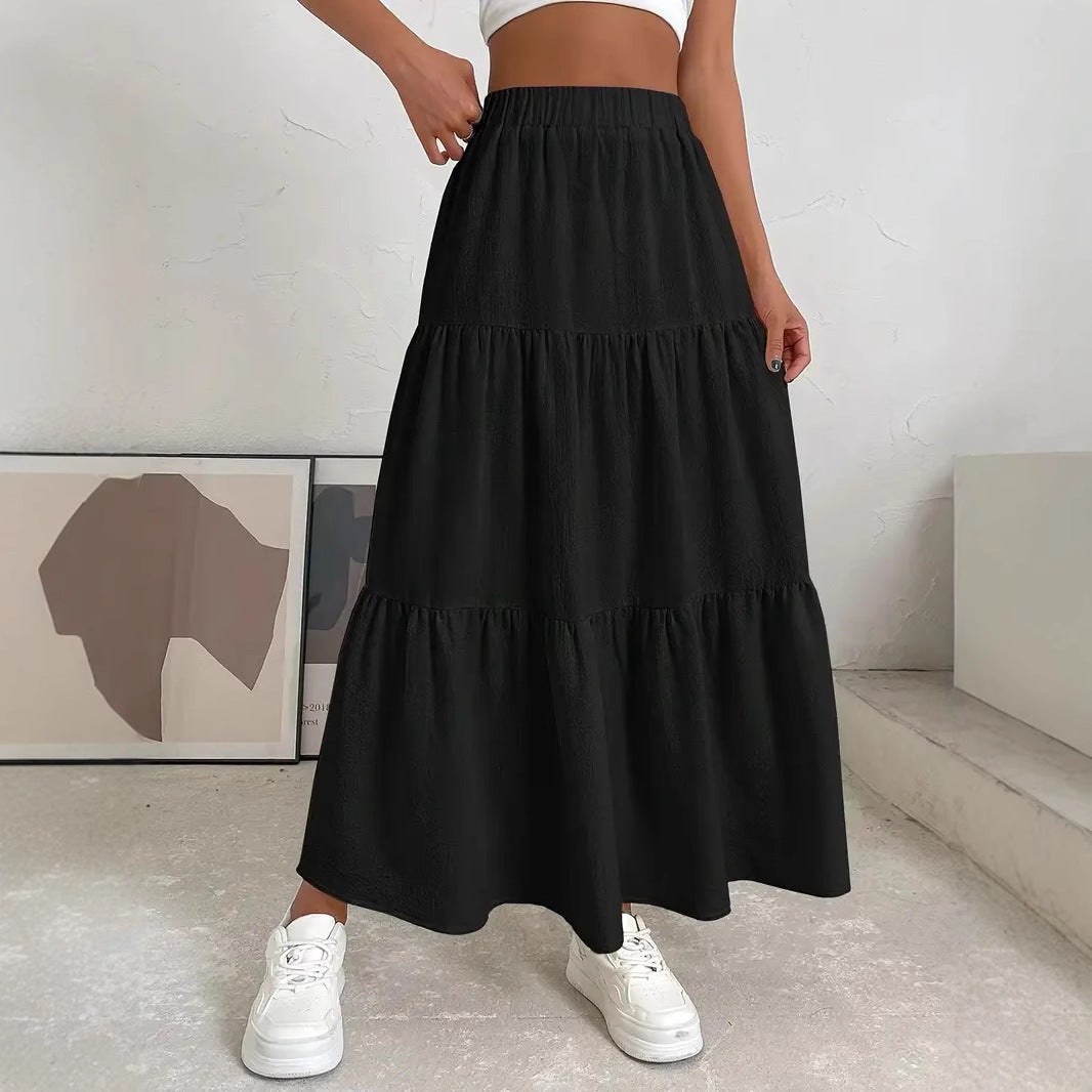 European And American Style Women Summer Bohemian Pleated Layered Long Skirt - kinko