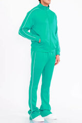 WEIV Men's Zip Up Jacket and Flared Pants Set - kinko