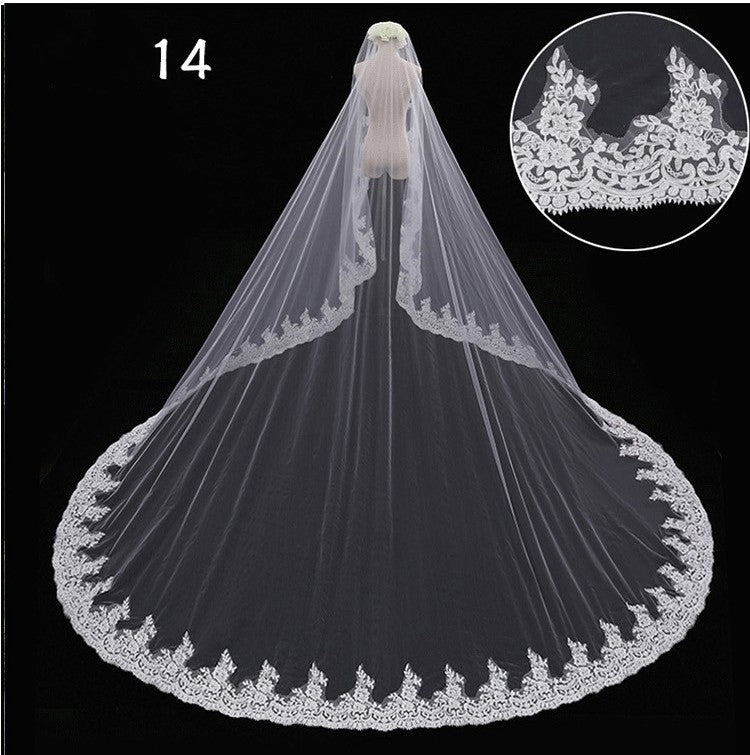Bridal Wedding Dress Long Tail Luxury Super Fairy Wedding Veil - kinko