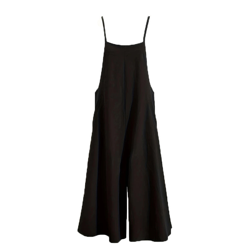Plus Size Women's Solid Color Casual Jumpsuit - Sleeveless Romper With Pockets For Spring&Summer - kinko