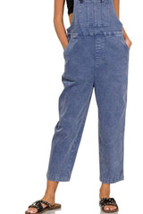 Zenana Washed Knot Strap Relaxed Fit Overalls - kinko