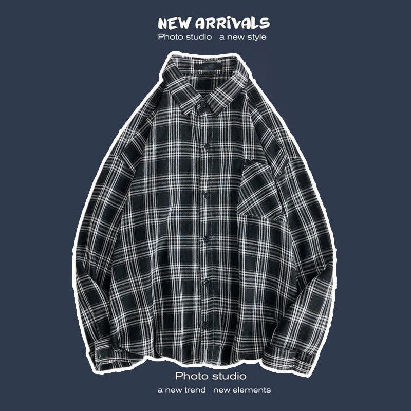 Loose Fashion Personality Men's Retro Plaid Coat - kinko