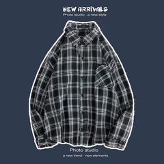 Loose Fashion Personality Men's Retro Plaid Coat - kinko