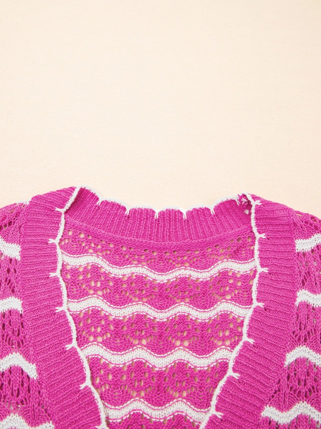 Striped Crochet Tie-Front Cardigan - kinko