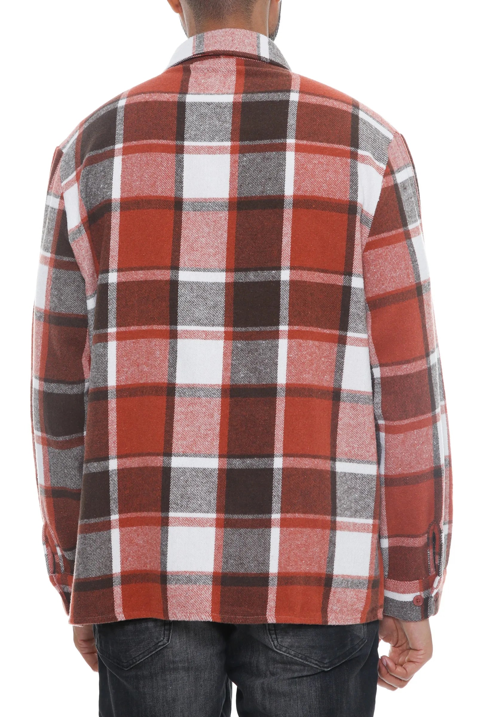 WEIV Men's Full Size Checkered Soft Flannel Shacket Plus Size - kinko
