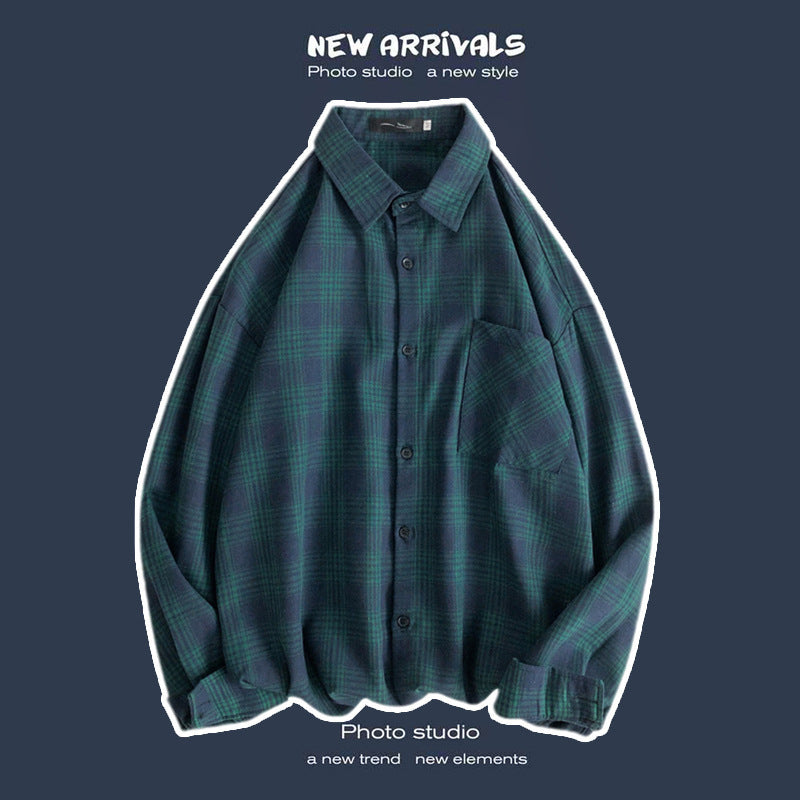Loose Fashion Personality Men's Retro Plaid Coat - kinko