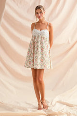 SO ME Mixed Floral Print Sleeveless Mini Dress - kinko