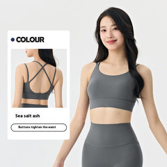 Spaghetti Strap One-piece Fixed Cup Sports Underwear Medium Strength Beauty Back Strap - kinko