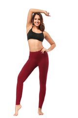 Leggings - Cropped Low-rise Solid Burgundy - kinko
