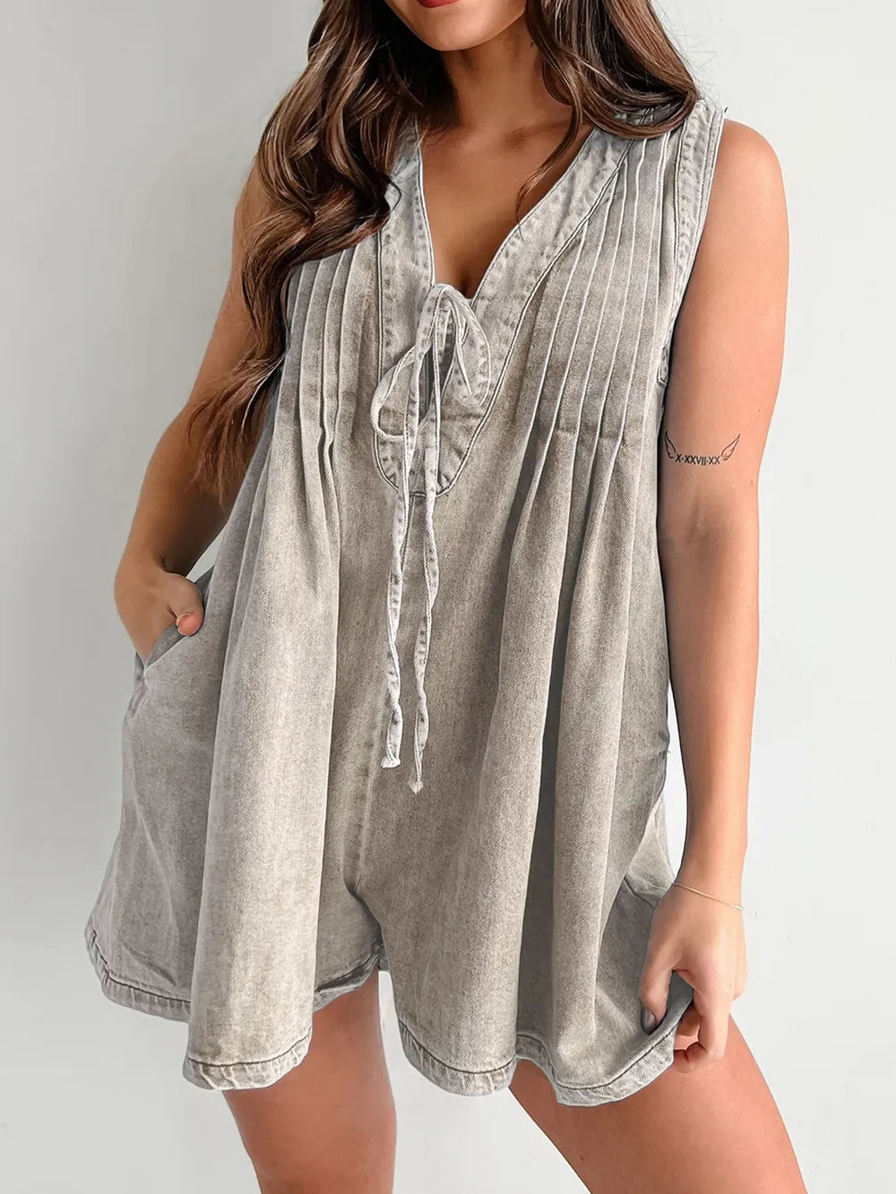 Tied Romper with Pockets - kinko
