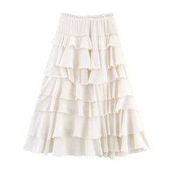 Summer European And American Style Laminated Decoration Midi Skirt Skirt - kinko