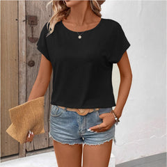 Lace Patchwork Short-sleeved T-shirt Women's Clothing - kinko