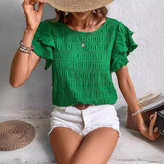 Fashion New Ruffle Sleeve Casual Top For Women - kinko