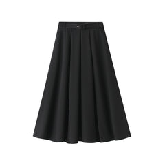 Retro High Waist A- Line Skirt Slimming Skirt Belt Attached - kinko