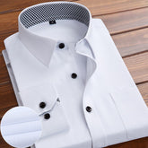 Men's Long Sleeve White Shirt Business Twill Men's Clothing Business Clothing Hotel KTV Work Clothes Black