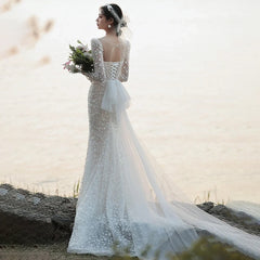 French Style Fishtail Light Wedding Dress Bride Temperament - kinko
