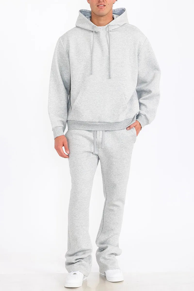 WEIV Men's Fleece Hoodie and Flare Pant Set - kinko