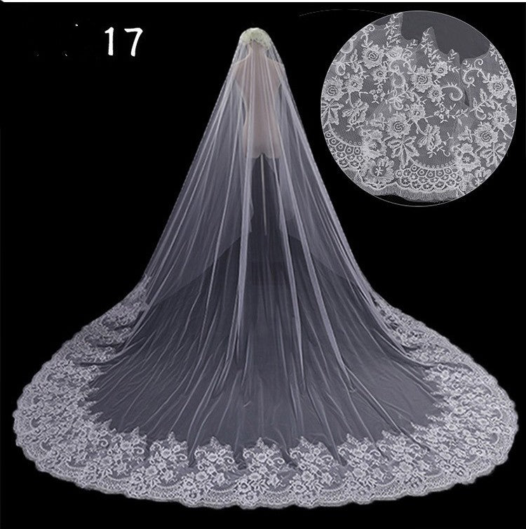 Bridal Wedding Dress Long Tail Luxury Super Fairy Wedding Veil - kinko