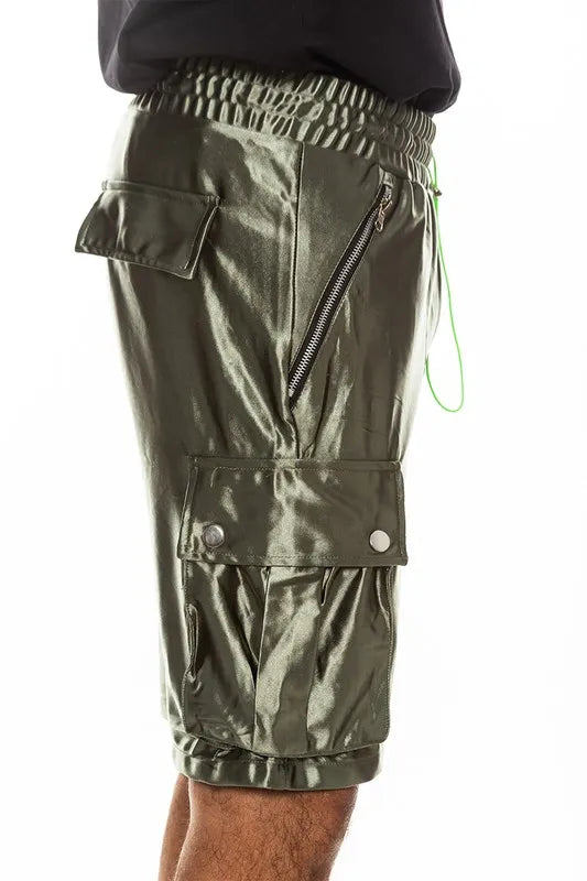 WEIV Men's Full Size Satin Street Cargo Shorts Plus Size - kinko