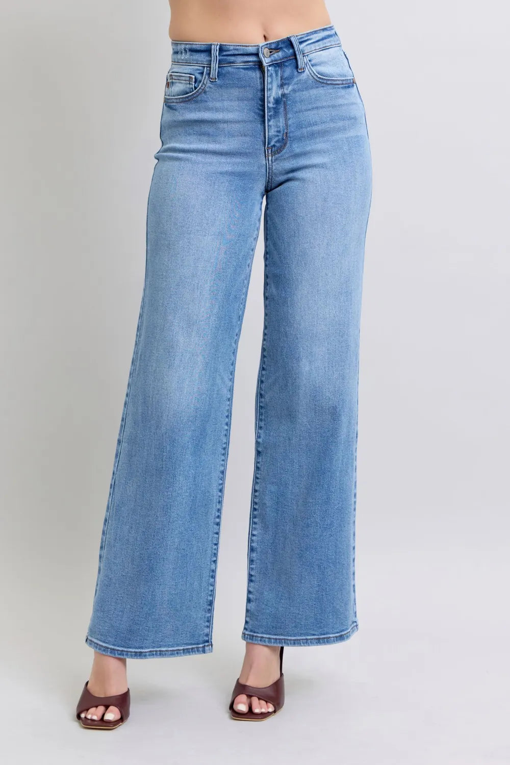 Judy Blue Full Size Wide Leg Jeans with Pockets - kinko