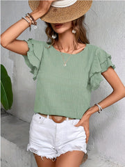 Fashion New Ruffle Sleeve Casual Top For Women - kinko
