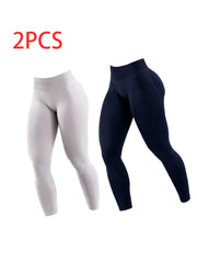 2pack Solid-color Yoga Exercise Leggings - kinko