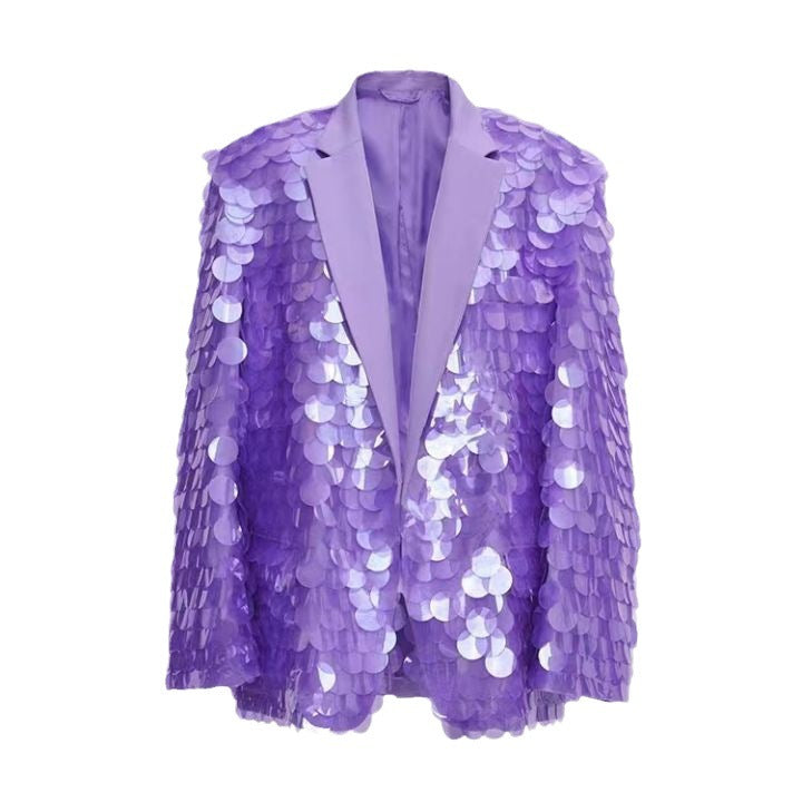 Loose Sequin Fashion Suit Top High Dinner Party Temperament Coat - kinko