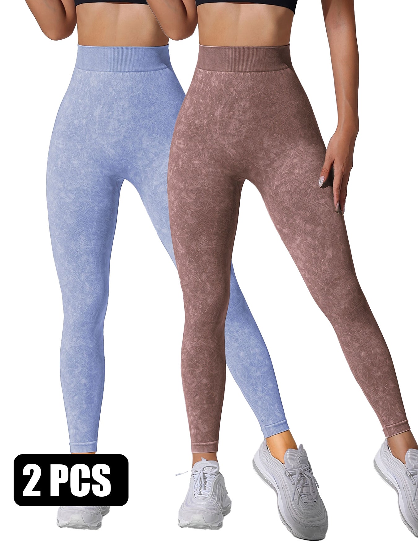 2PACK Sand-washed Seamless Yoga Pants - kinko