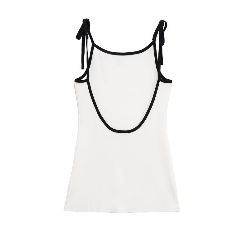 Female Fashion Color Contrast Bowknot Dress - kinko