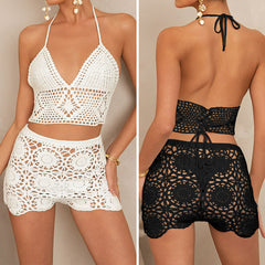 Ladies Fashion Personality Solid Color Beach Dress Suit - kinko