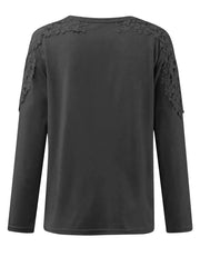 Full Size Cutout Round Neck Long Sleeve T-Shirt - kinko