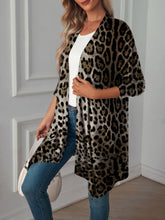 Leopard Print Long Open Front Cardigan - kinko