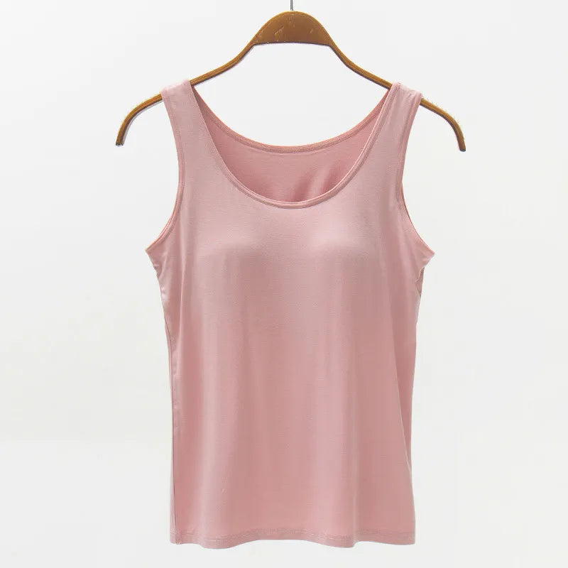 Full Size Wide Strap Modal Tank with Bra - kinko