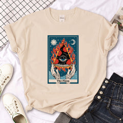 Witch Triple Moon Gothic Sun Tshirt Women Y2K Tee Female Des