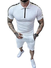 Men's Collared Neck Short Sleeve Top and Shorts Set - kinko
