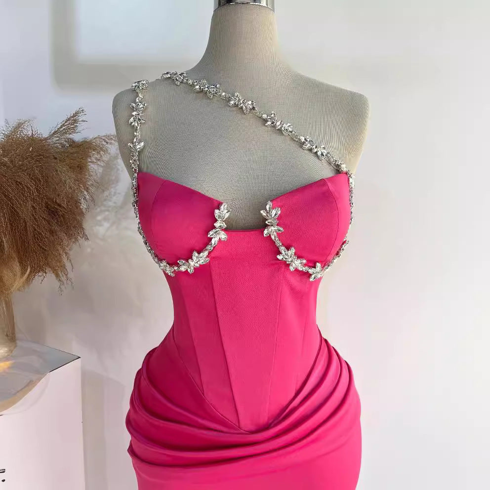 Summer New Oblique Sun-top Bandage Ladies Party Banquet Sleeveless Women's Clothing Dress - kinko