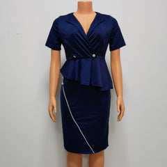 Women's Ruffled Short Sleeves Sexy Sheath Dress - kinko