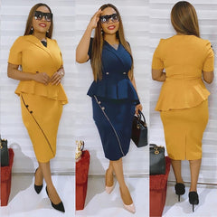 Women's Ruffled Short Sleeves Sexy Sheath Dress - kinko