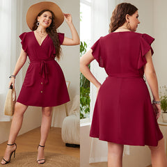 Summer Plus Size Ladies Deep V Party Dresses - kinko