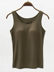 Full Size Wide Strap Modal Tank with Bra - kinko